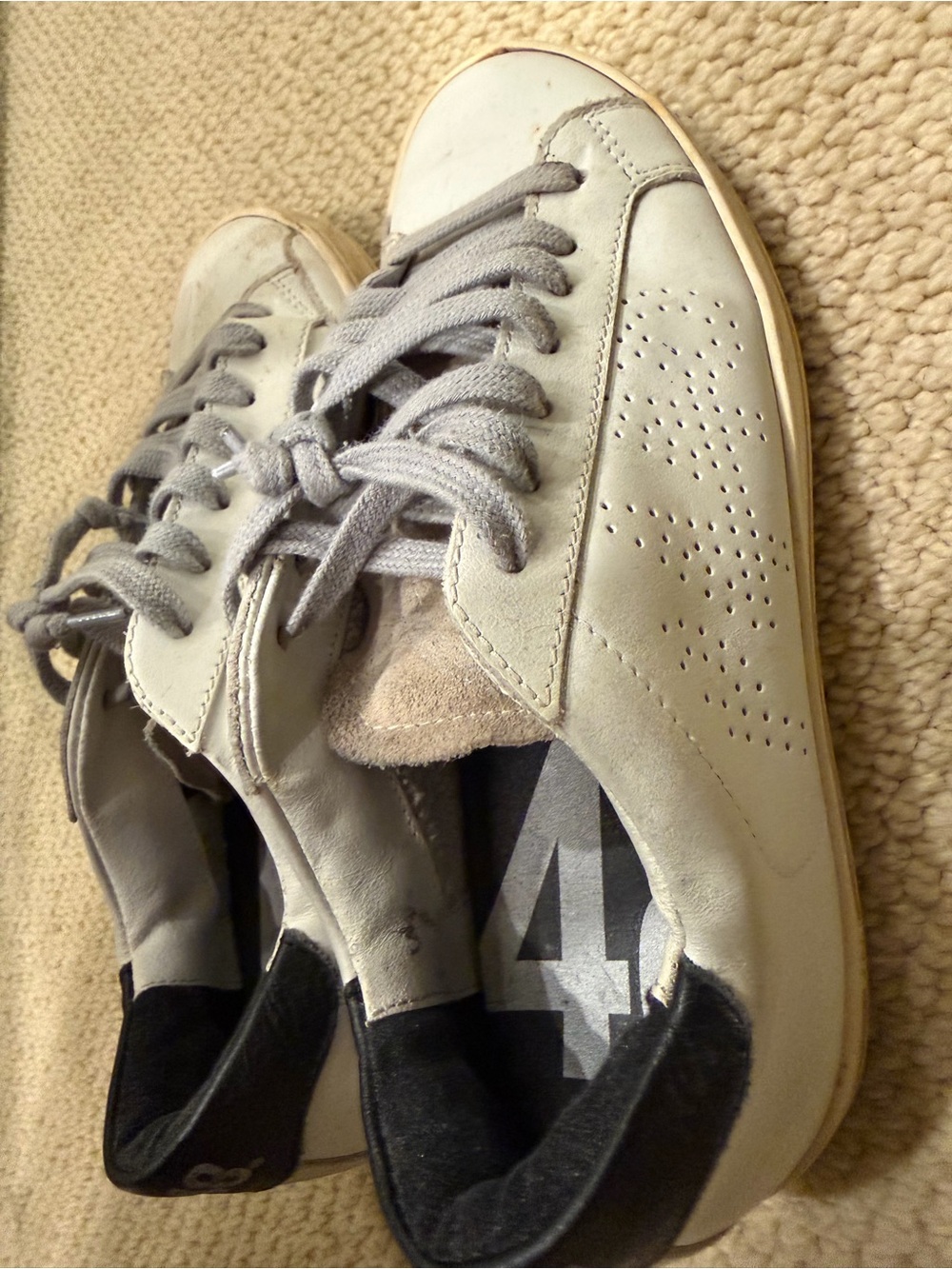 P448 Women's Light Gray Suede Sneakers with Black Heel Tab